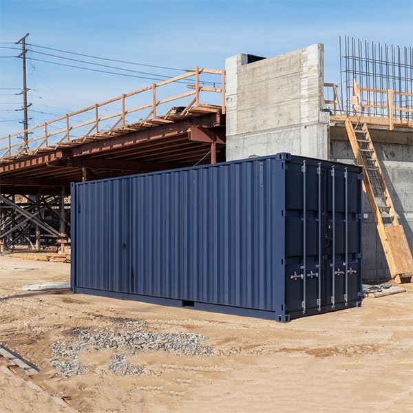 construction site storage containers are designed to be easily transportable and can be moved with a forklift or crane